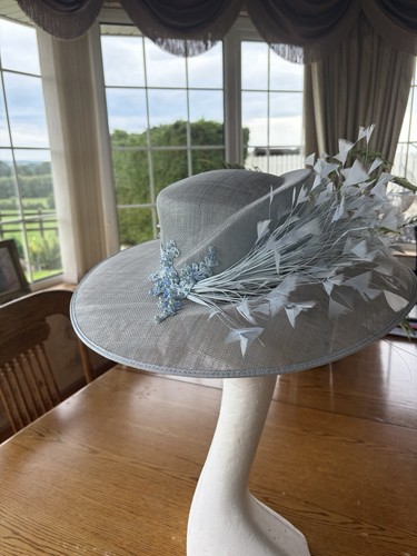 Pale blue wide brim wedding - wide,