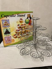 Metal Cake Stand Holds 23 Cup Cakes Used Good Condition Boxed