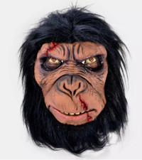Adult Monkey Fancy Dress Latex Head Chimp Full Head Mask with Fur Halloween NEW