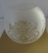 ORIGINAL ANTIQUE ACID ETCHED ROUND BALL  LAMP SHADE