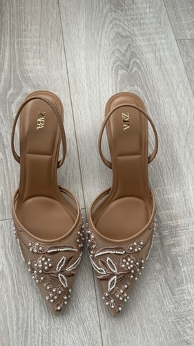 Zara nude pearl embellished - zara,