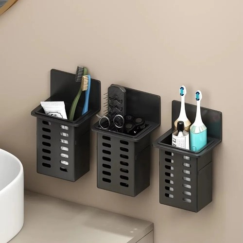 Black toothbrush holder wall - black,