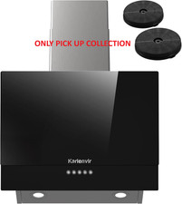 60cm Angled Black Cooker Hood LED Lights 3-Speed A++ Recirculating Fan - PICK UP