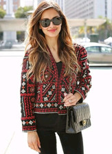 Zara Red Black Embroidered