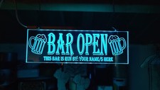 man cave Bar open sign - light
