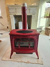 Vermont Radiance Gas Heater Model 2425 Bordeaux Red Cast Iron + log effect fire