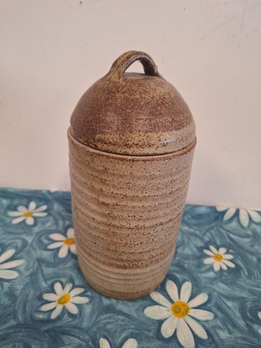 Vintage pottery lidded jar - vintage,