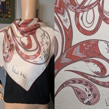 Vintage Richard Allan 60s 70s Paisley Pink  Silk Scarf Boho Psych 29"