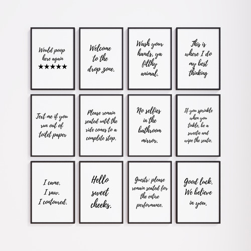 Funny bathroom wall - bathroom, prints