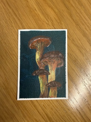 Aceo original brown mushrooms - original,