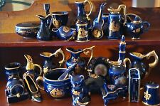 Miniature Vintage Cobalt Blue 22K Gold Limoges Ornament "Fragonard Lovers"