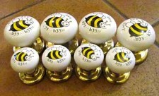 Busy Bee Drawer, Cabinet, Knobs, Handles Bumble Bee Ceramic, x 8, New.