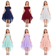 Children Girls Dancewear Vestido Gown Pageant Dress Gathering One Shoulder Ball