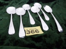 ANTIQUE SILVER PLATE EP A1 OLD ENGLISH PAT 6 SOUP  SPOONS 6.75" GLEAMING TKT 366