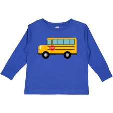 Inktastic School Bus Toddler Long Sleeve T-Shirt Yellow Red Stop Sign Light Dark