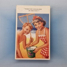 Children Postcard C1958 Seaside Series Wholesome Bucket Fish Net Tiddlers