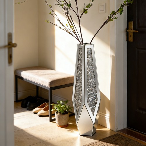 Tall crystal silver - 33'', glass