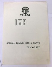 TALBOT IMP Car Special Tuning Kit and Parts Price List Sep 1980