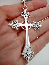 Very Long ornate CROSS Necklace 90cm/36" chain Large Big Religious Gothic Rock