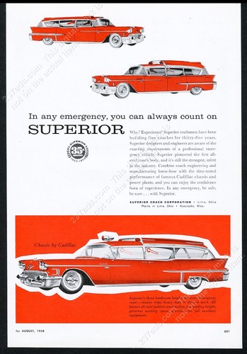 1958 cadillac red ambulance - red,