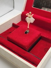 Vintage Jewelry Box w Dancing Ballerina 1970s Made In Sweden. Whinds, spins