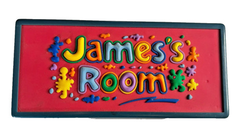 James room door sign - door,