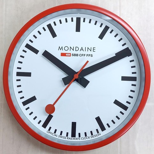 Mondaine wall clock red white - clock,