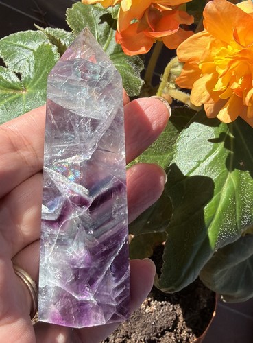 Rainbow fluorite crystal tower - fluorite,