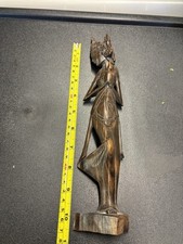Thai Wooden Figure Antique Hand Carved Piece Charm Lady Curios Item 5d