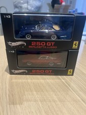 Hot Wheels 1/43 Ferrari 250 GT Berlinetta Lusso, Red & Blue, Two Car BUNDLE