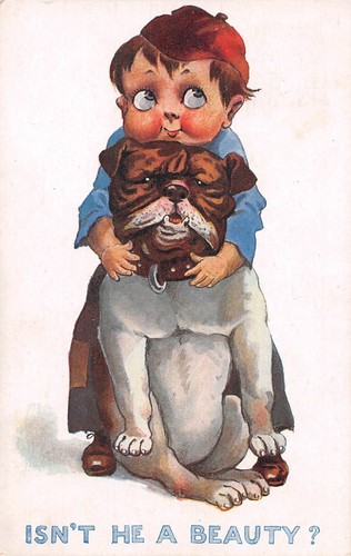 Postcard children bulldog - postcard,