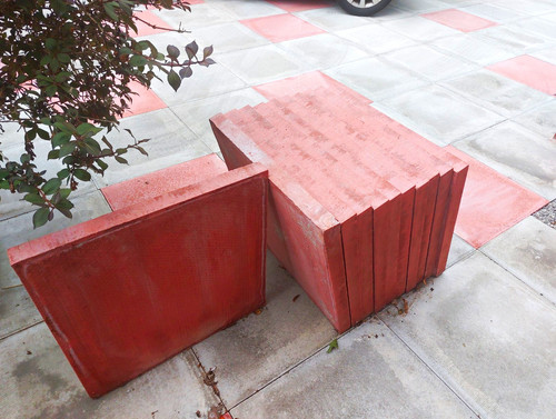 Red square stone - red,