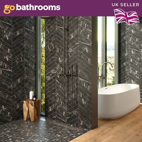 Chevron black marble wall - black,