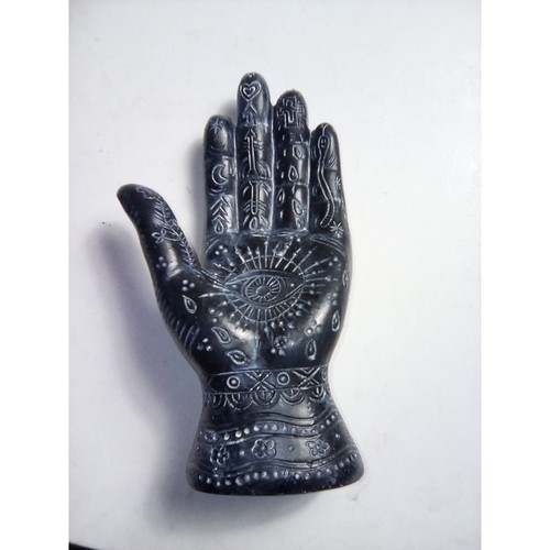Black palmistry hand figurine - black,
