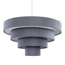Ceiling Light Shade 4 Tiered Grey Pleated Easy Fit Lampshade Pendant Living Room