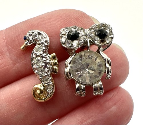 Seahorse and owl mini brooches - seahorse,