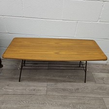 Vintage Atomic Era Formica Coffee Table w/ Magazine Rack Formwood 