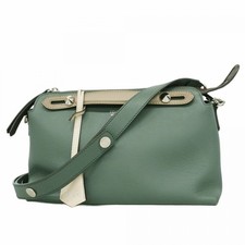 Fendi By the Way Leather Handbag in Green and Beige, 2-Way Bag for Women