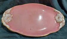 ?Rare Vintage Royal Winton Grimwades Bright Pink Serving Dish Plater Gold trim