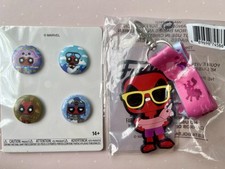 Marvel Deadpool Lanyard Keyring 4 Badge Bundle Set