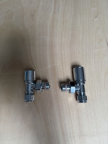 Chrome angled radiator - radiator, valves