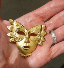 Gold Tone Metal Venetian Mask