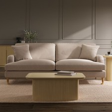 Beige Woven Fabric 3 Seater