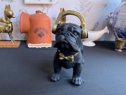Black english bulldog gold - black, in