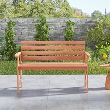 Outdoor Loveseat Hardwood Garden Bench Patio 2-Seat Chair w/Slatted Seat