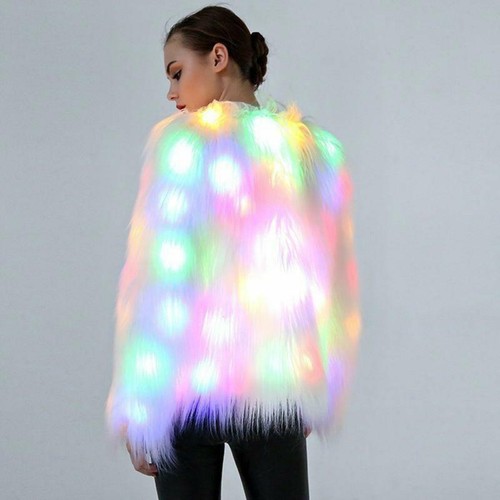 Women led faux fur coat - led,