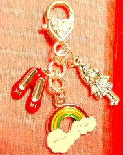 Dorothy Wizard of OZ Hand Bag Charm with Gift Tag Ruby Slippers Tin Man