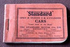 'STANDARD' OPEN & CLOSED 4  & 6 CYLINDER CARS POCKET NOTEBOOK, 3.5", c.1937