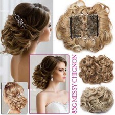 Large Scrunchie Messy Bun Hair Piece THICK Updo Cover Clip In Ponytail Feel Real