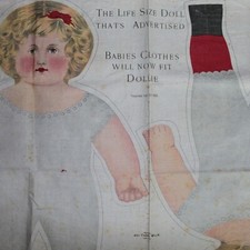 Antique The Life Size Doll Thats Advertised Art Fabric Mills New York uncut
